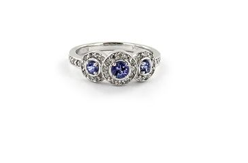 Hudson Collection Tanzanite ring with diamonds in 14K white gold