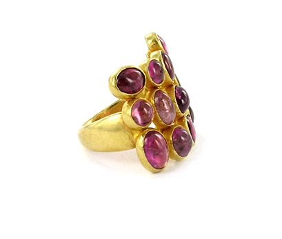 Pippa Small 22K gold ring with multi pink tourmalines