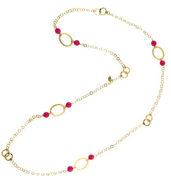 Pink Agate Long Loop Necklace