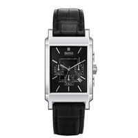 Hugo Boss men's black leather strap watch