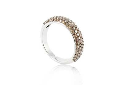 Takara 18ct white gold and cognac diamond half eternity ring